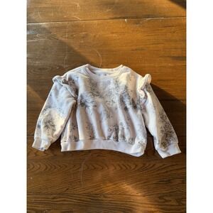Baby Gap Toddler Girls Floral Ruffle Shoulder Sweatshirt Grey Cream 4T Pullover